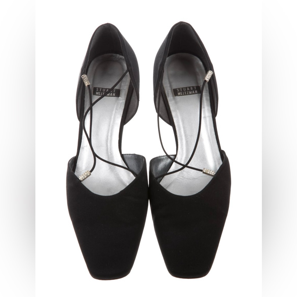 Stuart Weitzman Satin Square-Toe Pumps Size: 8.5